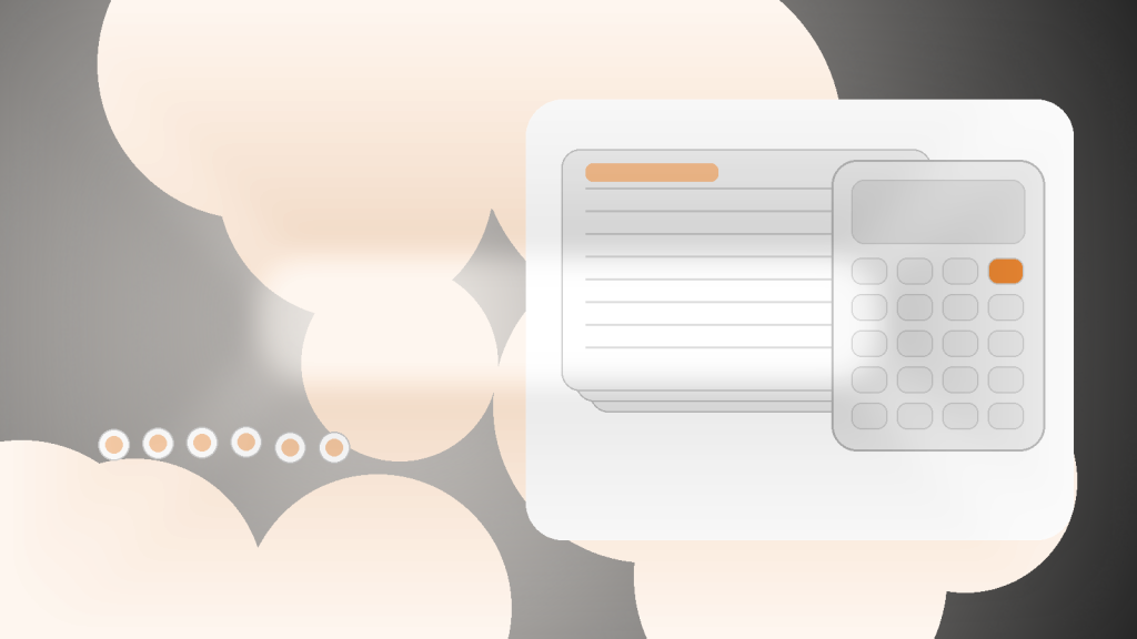 Accounting and bookkeeping concept with calculator and documentation